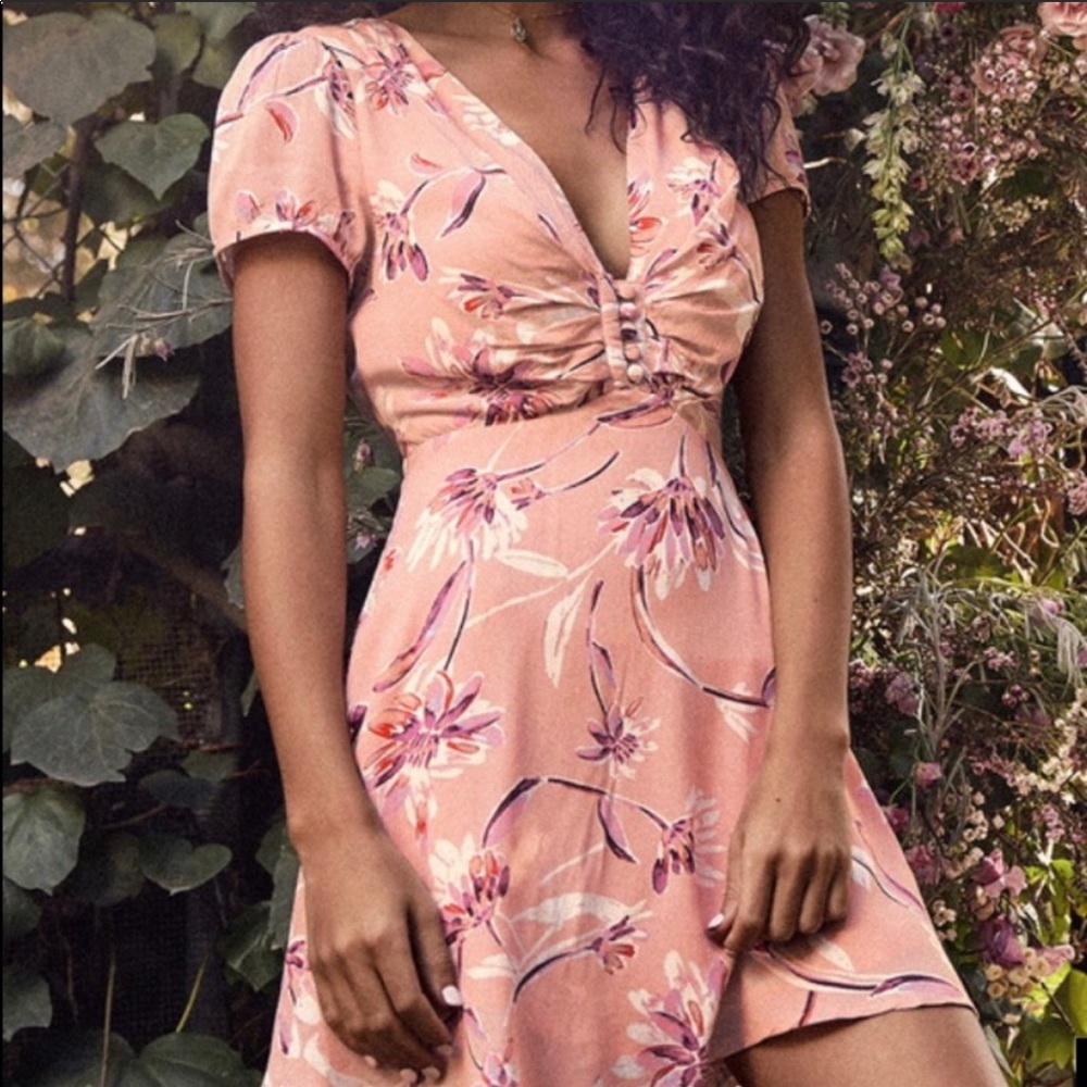 Flor-Ever Blush Pink Floral Print Skater Dress